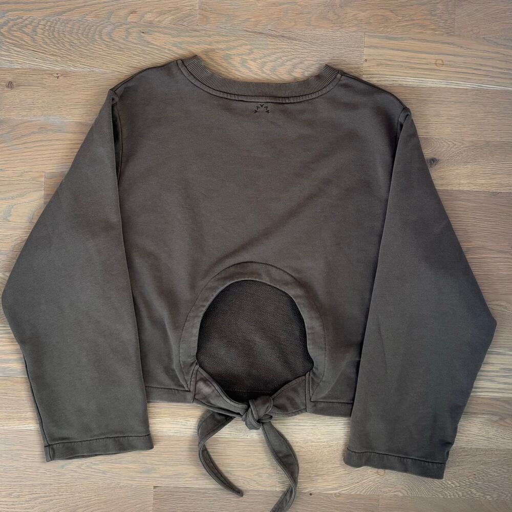 Varley Weymouth Crewneck Sweatshirt Tie Back Cut Out Olive Womens Size Medium - Picture 6 of 12